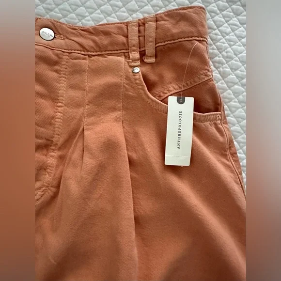 Pilcro Pleated Micro Denim Skirt in Orange Size 12 NWT - Picture 7 of 12